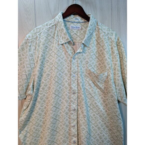 Tommy Bahama The San Lucio Stretch Shirt Sz XXL 3XL Green Geometric Pattern - Picture 2 of 7